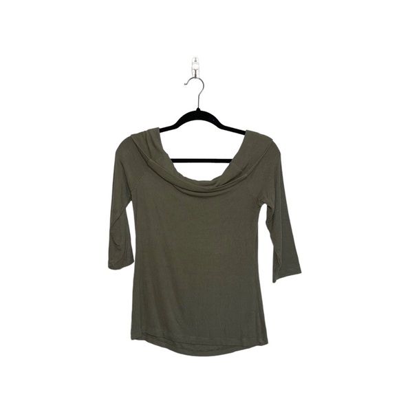 Anthropologie Saturday Sunday Olive Green Rib Off the Shoulder Top Small Women’s - Picture 6 of 11